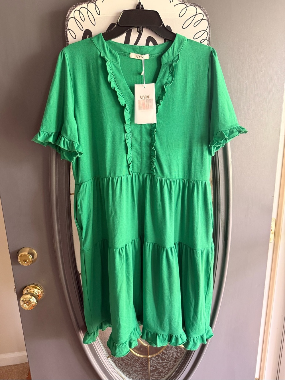 NWT Green Ruffle Tiered Women's Dress